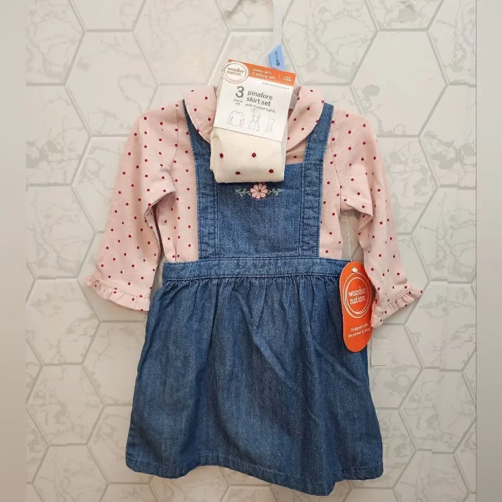 Nwt Baby Girl's Pinafore set, Size 3-6 months